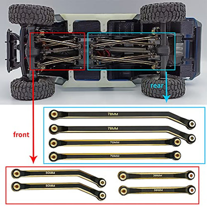 Aluminum Heightened Link Steering Link Set, Black | For 1/24 Axial SCX24 AXI00005, RC Crawler Car
