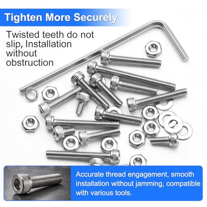 801PCS M2.5 Screws Kit, M2.5x4/6/8/10/12/16/20/25mm Hex Socket Head Cap Screws Bolts Nuts Washers Kit, 304 Stainless Steel M2.5 Bolts Metric Screws for 3D Printing - size: SS M2.5 x 4/6/8/10/12/16/20/25mm, style: Socket Head