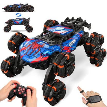 Sunrad 8WD Gesture Sensing RC Stunt Car with Spray & Light & Music for Kids Age 6-8-13, Spider Hand Remote Control Car 2.4Ghz Double-Sided Climbing Drift RC Car Toys Birthday Gift for Boys