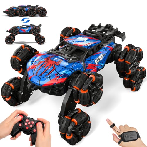 Sunrad 8WD Gesture Sensing RC Stunt Car with Spray & Light & Music for Kids Age 6-8-13, Spider Hand Remote Control Car 2.4Ghz Double-Sided Climbing Drift RC Car Toys Birthday Gift for Boys