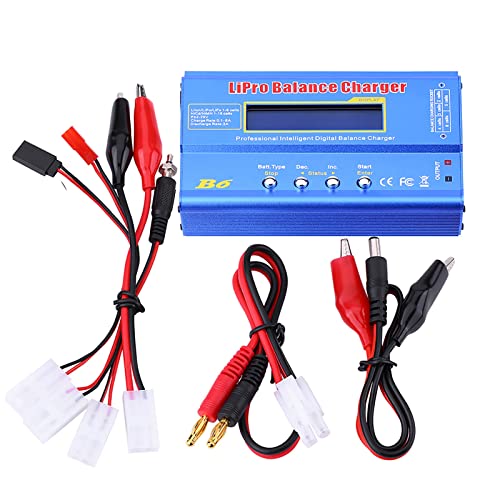 B6 Balanced Charger, RC Lipo Charger 80W Digital Battery Accessory 1-15 NiCd NiMH RC Car Charging Device with Cables XT60 Plug for Toy, Model, Smart Chip (with Tamiya Plug) - size: With Tamiya plug