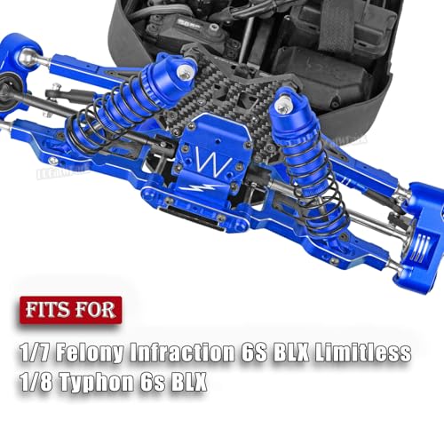 RC Upgrades Part for 1/8 Typhon 6s BLX,1/7 Felony Infraction 6S BLX Limitless,Front Rear Suspension A-Arms,Steering Blocks,Caster Block,Turnbuckles Camber Links w/25T Servo,Navy Blue - color: Navy Blue - (Rc Upgrades)