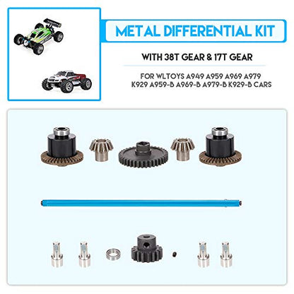 GoolRC RC Car Metal Differential Kit - 38T & 17T Differential Gears, Drive Shaft, Steering Hub for WLtoys A949/A959/A969/A979/K929/A959-B/A969-B/A979-B/K929-B RC Car