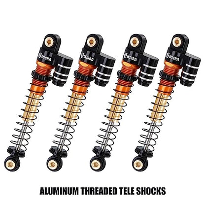 INJORA 43mm Aluminum Threaded Double Barrel Shocks Dampers for Axial SCX24(Gold)