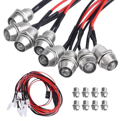 8Leds LED Light Headlights Taillight Kit Accessories for Traxxas Arrma Axial SCX10 Redcat RC4WD HSP Tamiya RC Car Truck Tank Crawler Short Course Drift