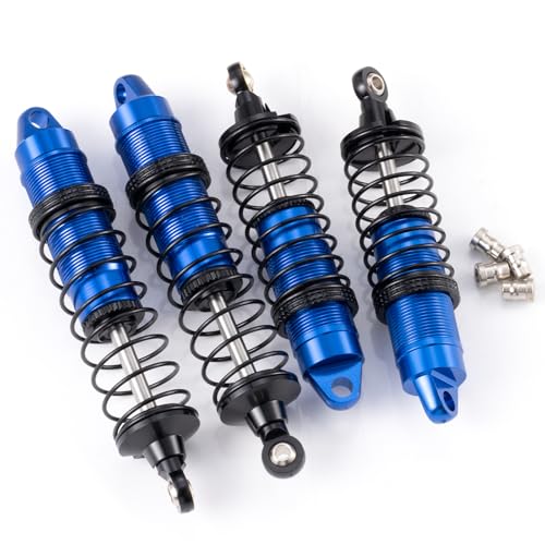 4Pcs Aluminum Front & Rear Shock Set RC Dampers，Blue + Black | Upgrade Parts, For Losi 1/16 Mini-B, For Losi 1/18 Mini-T, RC Car Buggy - color: Blue + Black