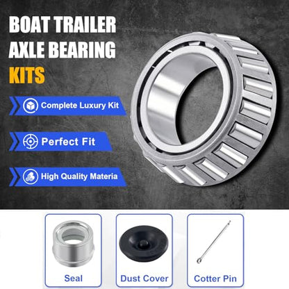 XiKe 30205 Trailer Bearings Wheel Hub Kit, 2 Sets, Fits for 25mm Axles | Includes TC30x52x10mm Seal, OD 52mm Dust Cover and Cotter Pin. - size: 30205 + Seal ID 1.18, style: Pack 2 Set