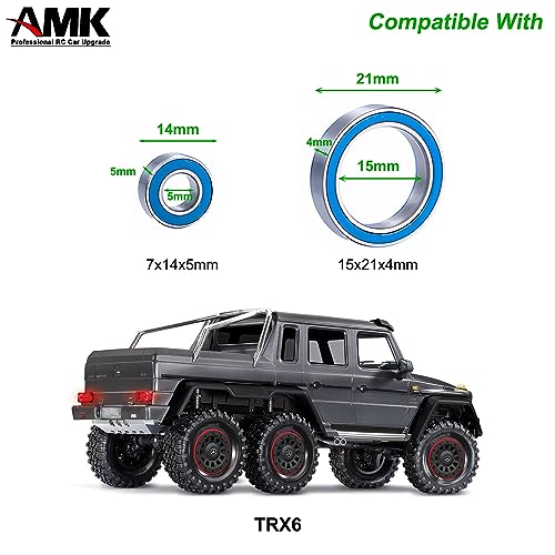55Pcs TRX6 Metal Ball Bearings Kit, Rubber Sealed Wheel Bearings Set for 1/10 RC Crawler G63 6x6 Truck Upgrades