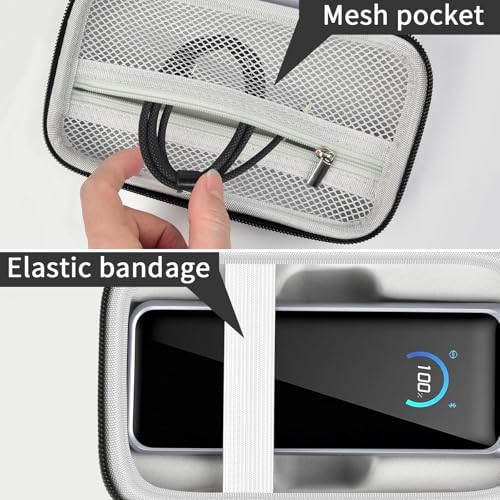 Power Bank Case for Anker Prime 26,250, Shock Protect Grooved Base | Shaped Base with 2 Easy-grab Cutouts, Splash-proof Shookproof; Mesh Pocket; Business Travel, Daily Commute, Outdoor,Case Only - style: Customized for 26250