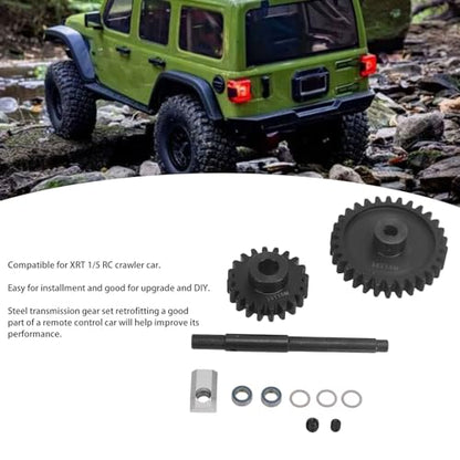 RC Car Gear Kit Set Harden Steel Gears for XRT 1/5 1.5M Crawler Car Large Transmission Gear Part 20T 30T Pinion Spur Gear Upgrade Parts with Bearings Washers Screws Accessories