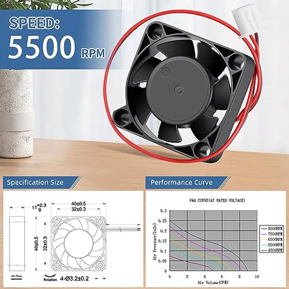 Wathai 4Pack 12 Volt 40mm 4010 DC Brushless Cooling Fan 12V 2Pin 40X40X10mm | Small DC fan for DVR and 3D Printer Hotend Extruder or DIY Small Appliances Series Repair Replacement - style: 12V 2P Sleeve