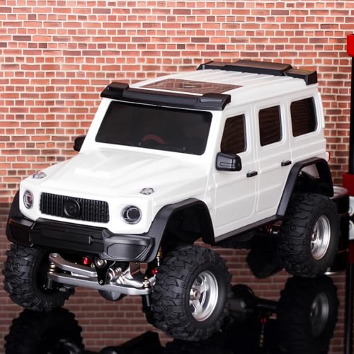 Hard Body Shell for Axial SCX30 1/30 RC Crawler ABS Plastic Body Cover with Light Bucket & Spare Tire Mount Direct Fit Replacement DIY Upgrade (White) - color: White