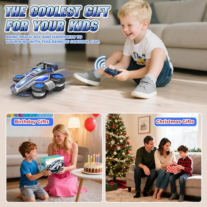 High Speed Remote Control Car Rc Drift 25KM/H, 360° Rotating 2.4 GHz 4WD RC Cars for Boys, Girls Adults, RC Stunt Car with Lights & Music Wheelie Toy Car for Kids 4-8 8-16 Christmas Birthday Gift