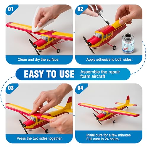 4 OZ Foam Glue with Brush Cap for RC Airplanes Repair Assembly | Foam Safe Adhesive for Precise Bonding Repair on EPO, EPP, EPS, KT Board Model Aircraft & Crafts
