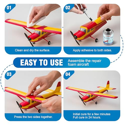 4 OZ Foam Glue with Brush Cap for RC Airplanes Repair Assembly | Foam Safe Adhesive for Precise Bonding Repair on EPO, EPP, EPS, KT Board Model Aircraft & Crafts