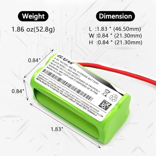 (4-Pack) 4.8V 800mAh Ni-MH Battery with SM 2P Plug for RC Toys | AAA rechargeable battery packs for compatible stunt RC cars, robots and hobby equipment; measures 44 x 20 x 20mm.