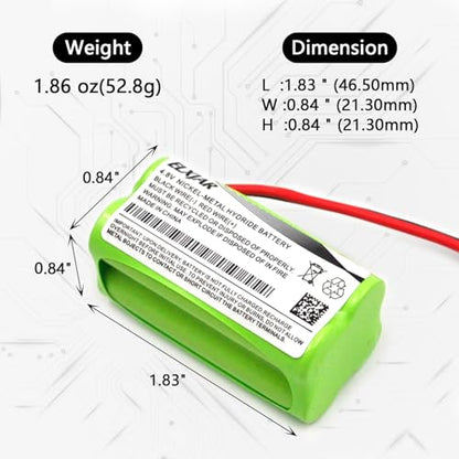(4-Pack) 4.8V 800mAh Ni-MH Battery with SM 2P Plug for RC Toys | AAA rechargeable battery packs for compatible stunt RC cars, robots and hobby equipment; measures 44 x 20 x 20mm.