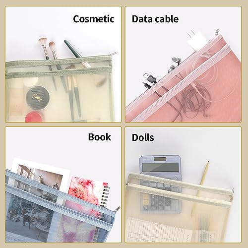 10 Pack Mesh Zipper Pouch Bags，A4 Toy Storage & Organization Bag | Double-Layer Nylon, Puzzle Building Block Sets Toy Storage , Breathable See Through Zipper Pouch with Handle for School Game - size: 2L-10A4