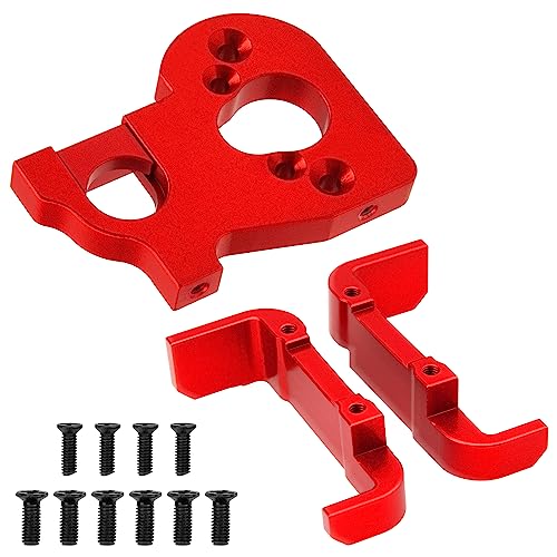 Metal Motor Mount Holder & Battery Mount Support Compatible with Wltoys 144001 144002 124016 124017 124019 124018 RC Car (Red) - color: Red