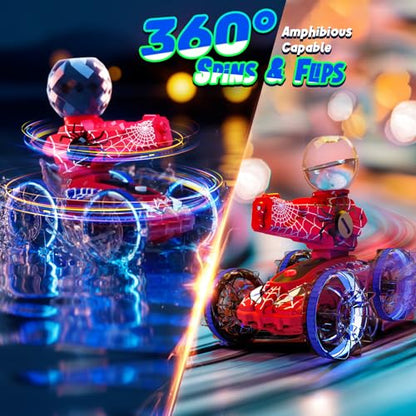 Amphibious Remote Control Car with Water Gun, Waterproof Spider RC Cars & RC Boat for Kids, Pool & Beach Toy for Outdoor Indoor Play 3 4 5 6 7 8 9 Years Old Boy Birthday Summer Gifts