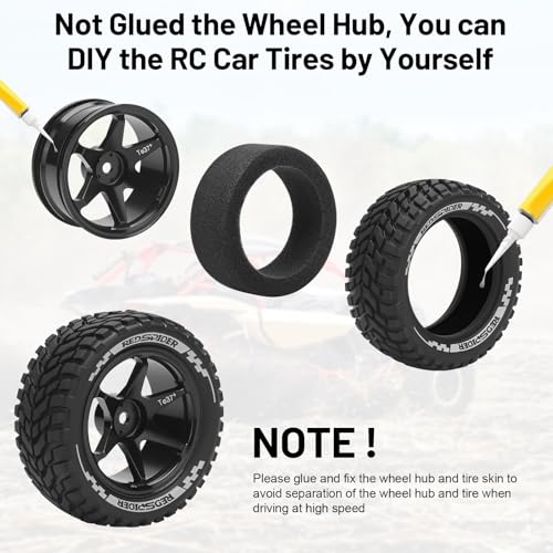 1/10 12mm RC Rally Racing Tires, daitoku RC On Road Tires and Aluminum Wheels for 1/10 Tamiya TT01 TT02 XV01 TA06 A959 PTG2 HPI KYOSHO PTG2 Traxxas - Style D (Black) - color: Style D (Black)