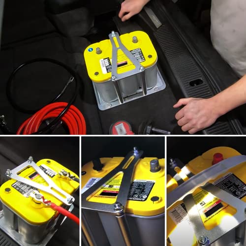Universal Battery Tray Hold Down Trunk,Battery Relocation Box Billet Aluminum 551181 For Optima Race Racing Mount Red Yellow Blue Top 34M D34M 34 34R 34/78 D34 D34/78 - color: Sliver