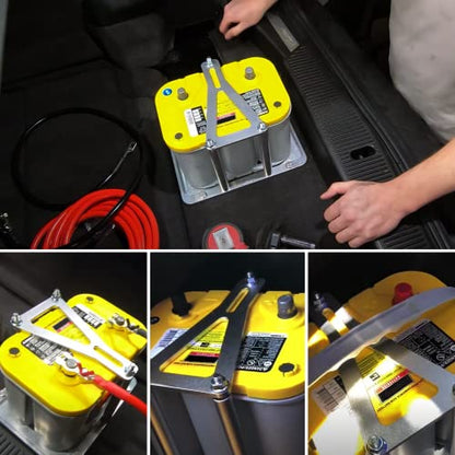Universal Battery Tray Hold Down Trunk,Battery Relocation Box Billet Aluminum 551181 For Optima Race Racing Mount Red Yellow Blue Top 34M D34M 34 34R 34/78 D34 D34/78 - color: Sliver