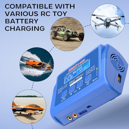 LiPo Charger 80W 6A, RC Fast Balance Battery Charger Discharger | RC Car Drone Boat Aircraft Battery Charger for 1-6S LiPo/Li-ion LiFe 1-15S NiMH/NiCD 2-20V Pb Smart Batteries