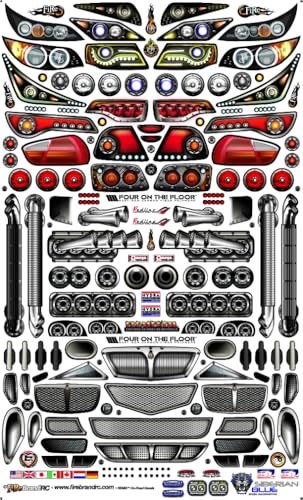 FIRE BRAND RC® Remix™ ON-Road Body RC Decals - Multi-Fit Vinyl Sheet (8.5" x 14") - Fits 1:10 Scale RC Cars - Die-Cut for Easy Application