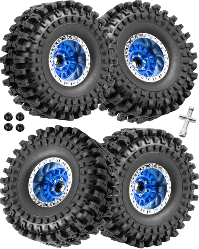 1.9" Beadlock rc Wheels and Tires for 1/10 RC Crawler TRX4 TRX6 SCX10 90046 AXI03007 VS4-10 Gen8 MST CFX D90,Aluminium 1.9 Beadlock Wheel 1.9 RC Tire,4pcs,Navy Blue - color: Navy Blue(4pcs)