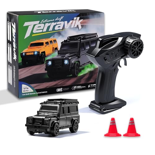 1/64 Scale Desktop Drift RC Car,Mini RC Sports Car 2.4Ghz with Gyro Mini Drift Racing Remote Contrl Cars Model Toys Hobby Gift for Adults and Kid Children's (SUV-Black) - color: Suv-black