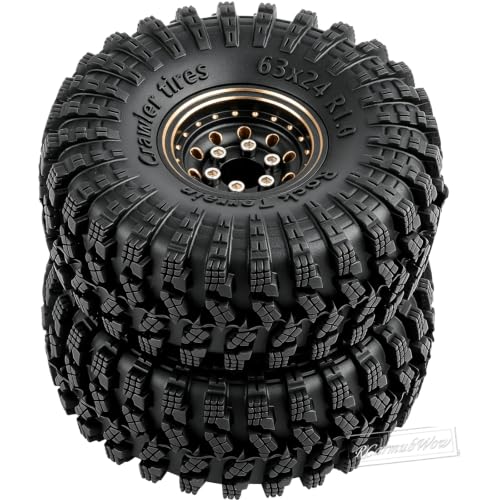 1.0 Beadlock Dually Wheels and Tires for 1/24 1/18 RC Crawler Car SCX24 TRX4M,Soft Mud Tires 1.0 Beadlock Tires Set Brass 1.0 Beadlock Wheels Double Wheels,4pcs,Style4 - style: Style4(4pcs)