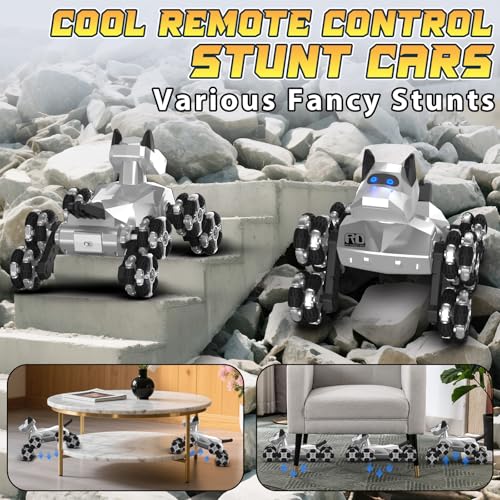 Remote Control Cars 1:16 Scale RC Drift Car 2.4Ghz 30KM/H High Speed 4WD RTR Racing Car with Drift Tires LED Lights+8WD All-Terrain Gesture Sensing Stunt RC Cars RTR Climbing Robot Dogs with Music
