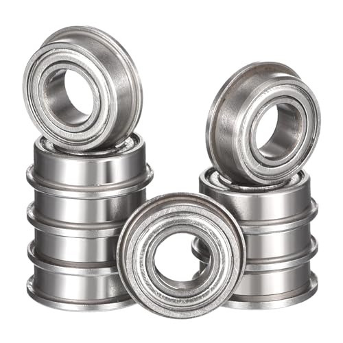 F683ZZ Flanged Ball Bearing, ID 3mm x OD 7mm x Width 3mm Miniature Bearings, Double Metal Shielded Deep Groove Bearings, Pre-Lubricated (GCr15) Chrome Steel 10pcs - size: F683ZZ 3mmx7mmx3mm