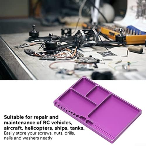 Magnetic Parts Tray Aluminum Alloy Dish for Screws Nuts Bolts - Strong Hold Small Hardware Organizer for RC Car Repair 4.25 Inch(black) - size: black