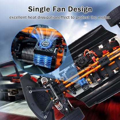 Surpass Hobby RC Cooling Fan,28000RPM Alluminum Motor Fan with Heatsink for RC Car 1/8 1/10 Scale 540 550 3650 3660 3670 Motor (Black Blue) - style: Blue-single Fan for 36mm Motor