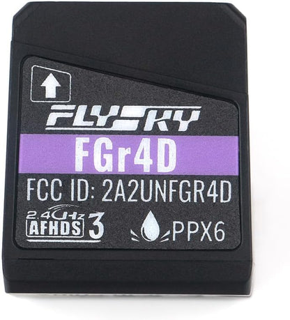 Flysky FGr4D Receiver 4CH Receiver 2.4G AFHDS3 for FS-NB4/PL18/EL18 | AFHDS 3 Protocol, 4‑channel Two‑way, 4 Newport Ports: i‑BUS2/S.BUS/i‑BUS/PPM, PPX6 Nano Waterproof, For NB4/PL18/EL18