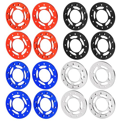 4PCS Aluminum 1.55inch RC Beadlock Wheel Replacement Ring for 1/10 AXIAL UTB18 D90 TF2 CC01 AX90069 MST JIMNY RC Crawler Trail Truck Car (Red) - color: Red