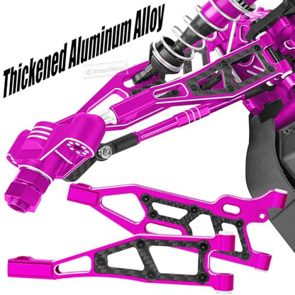 RC Upgrades Part for 1/8 Kraton/Outcast/Notorious 6S BLX,Alloy Front Rear Suspension Arms,Front Knuckles Steering Blocks &Rear Hub Stub Axle Carriers,Wing Mount &Wheelie Bar Set,Pink - color: Pink(1set)