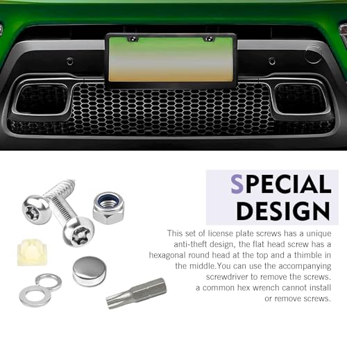 54 PCS Anti Theft License Plate Screws, Stainless Steel Tamper Resistant M6/1/4" Bolts Fastener Kit, Rust Proof Car Tag Frame Holder Mounting Hardware, Universal for Most Cars