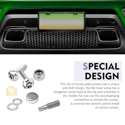 54 PCS Anti Theft License Plate Screws, Stainless Steel Tamper Resistant M6/1/4" Bolts Fastener Kit, Rust Proof Car Tag Frame Holder Mounting Hardware, Universal for Most Cars