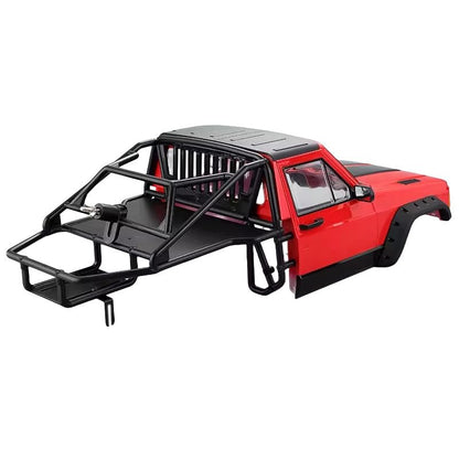 1/10 RC Hard Shell Cab & Back-Half Cage Body Shell Kit for 1/10 RC Crawler TRX4 SCX10 90046 AT4 GEN 8 Scout II,313mm Wheelbase Cherokee Upgrade and Modify (red) - color: Red