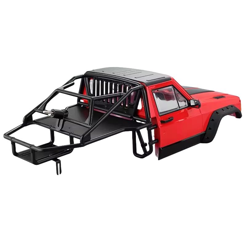 1/10 RC Hard Shell Cab & Back-Half Cage Body Shell Kit for 1/10 RC Crawler TRX4 SCX10 90046 AT4 GEN 8 Scout II,313mm Wheelbase Cherokee Upgrade and Modify (red) - color: Red