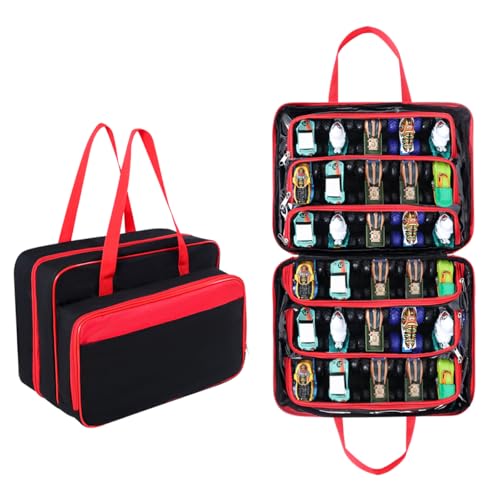 Carrying Case for 40 Monster Jam Trucks, Kids Toy Truck Storage Compatible with 40 Monster Jam Trucks, Holding for 1:64 Scale Monster Jam Trucks (Red) - color: Red