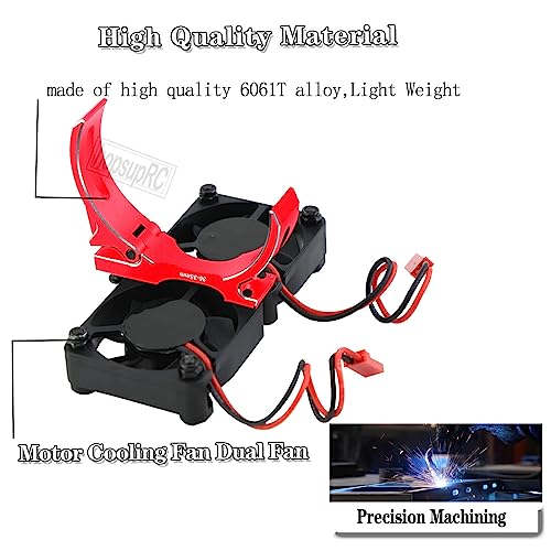 Upgrades Part for 1/10 Slash/Stampede/Bandit 2WD 4WD,Aluminum 3660 540 550 Motor Cooling Fan with 36-38mm Adjustable Mount & VXL-3s ESC Cooling Fan High Velocity Fan Heatsink Set,Red - color: Red/for Slash