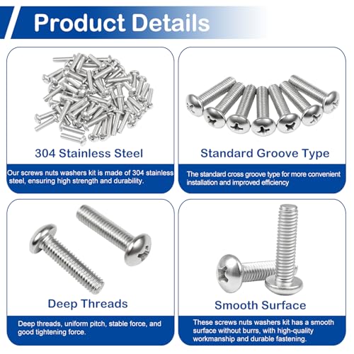 60Pcs #10-32 x 3/4" Phillips Pan Head Machine Screws, UNF Fully Threaded | 18-8 (304) Stainless Steel, Bright Finish, Ideal for Electronics, Appliances, Automotive and General Assembly - size: #10-32 x 3/4"