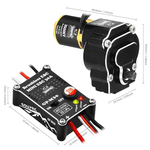GOUPRC Upgarde 30A Brushless Esc & 1621 3500KV Brushless Outrunner Motor with Transmission for Redcat Ascent 18 1/18 RC Crawler Upgrade - style: For Redcat Black