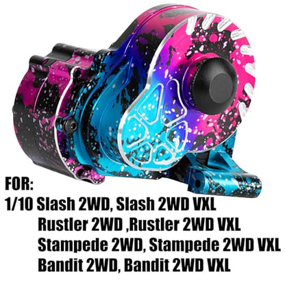 Metal Magnum 272R Assembled Transmission Upgrades Part for 1/10 Slash/Rustler/Stampede/Bandit 2WD VXL,Gearbox Transmission Bundle with Tooth Spur Gear Hops Up. #9495 Pink&Blue - color: Pink&blue(for 1/10)