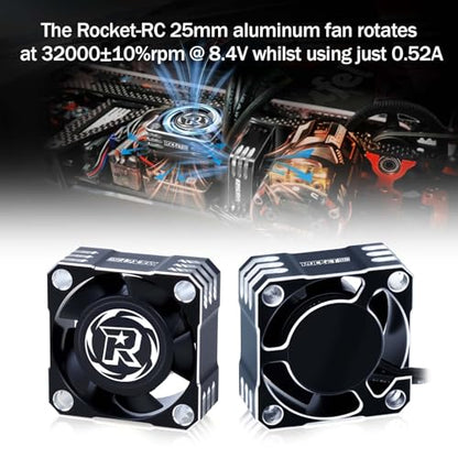 25mm RC Cooling Fan 32000RPM RC Car Fan 8.4V ESC Fan Heat Dissipation for 1/10, 1/8, 1/12 Scale RC Car ESC (Black Silver) - color: Black Silver