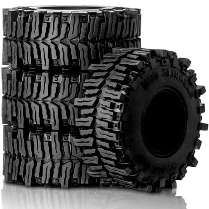 2.2 Crawler Tires – 1/10 RC Crawler Mud Terrain Super Grip Soft Rubber Tyre for RC Crawlers，OD 130mm x 55mm，2.2 Mud Tires Compatible with Traxxas TRX4, Axial SCX10, 90047, D90, TF2, Tamiya CC01 (4pcs)